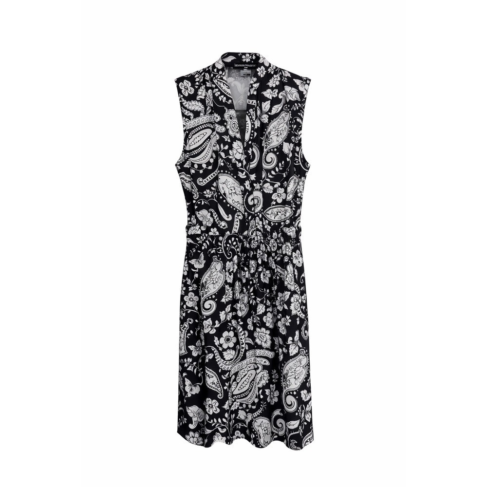 Robert Lewis Black & White Tie-Waist Midi Dress Size Medium floral resort wear